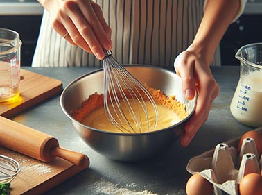 Una persona haciendo tarta de queso